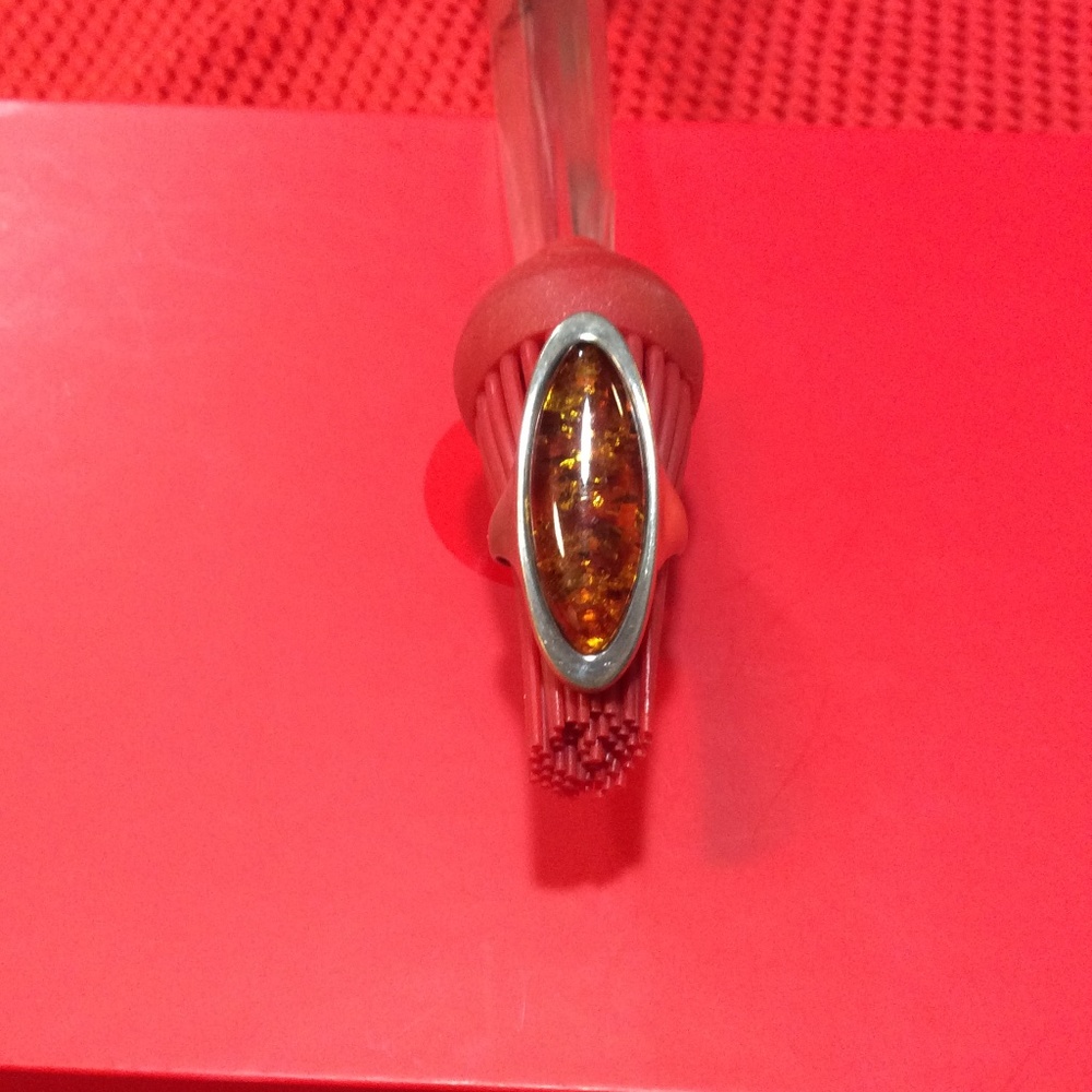9.25 SILVER & COGNAC AMBER RING
